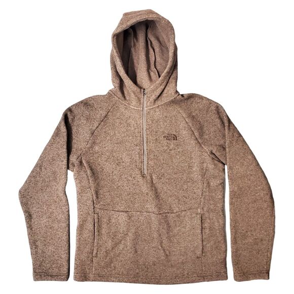 THE NORTH FACE Sweater Womens Medium Brown Fleece Jacket Hooded Outdoor - Picture 1 of 10